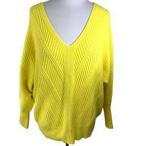 Belle Women's‎ NWT Plus SZ 3X Dolman Sleeve Soft Cable Knit Yellow Lily Sweater